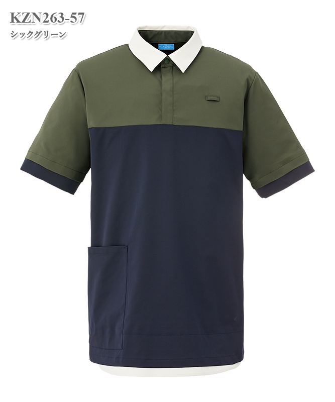 男女兼用レイヤードポロシャツ半袖[KAZEN製品] KZN263｜THS-白衣通販・販売