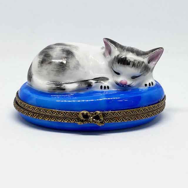 限定生産リモージュボックス 袋に入った猫 フランス製トリンケット