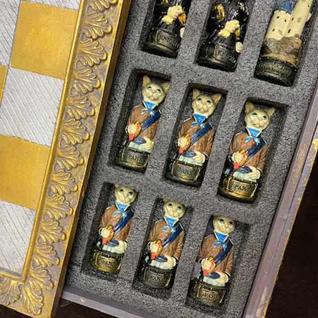 高級 ヴィンテージ メタル製 チェスセット 猫脚 猫足 高級