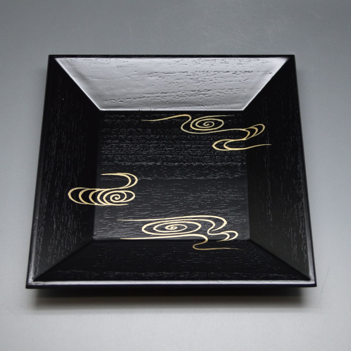 鈴木表朔 朱 一閑塗 糸巻 干菓子盆 共箱 四方盆 茶道具 k3501 【