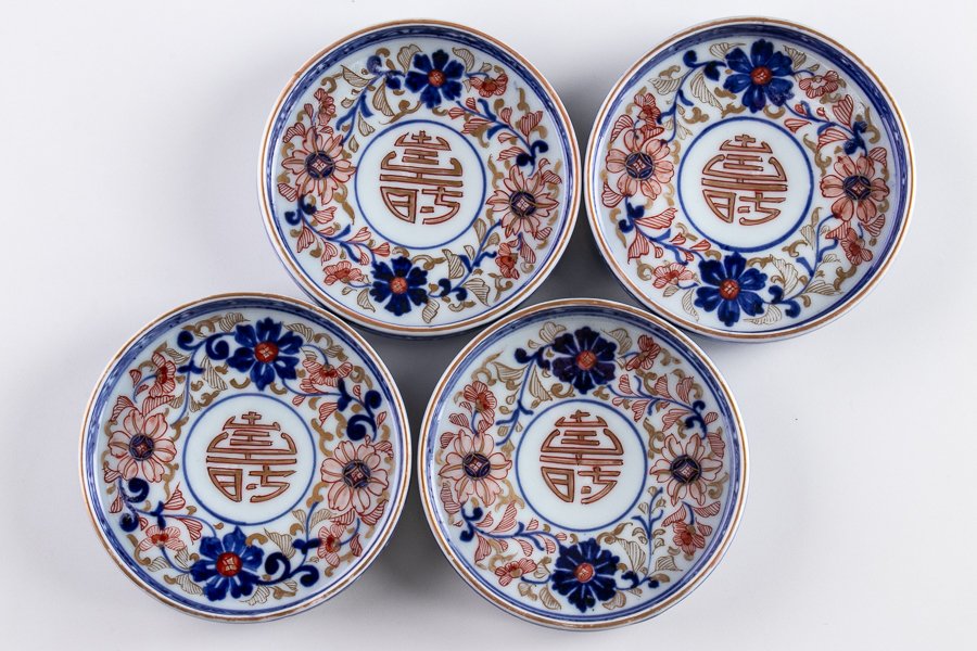 明治初期 大聖寺伊万里 八寸皿5枚 木箱付 幅約23.5㎝東Y7-0807⭐︎2F