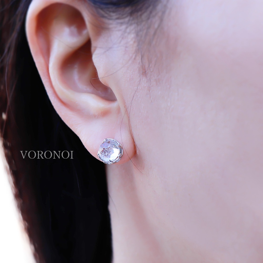 5営業日以内に発送】MINAMO -Flower- K10WG クリアクォーツピアス