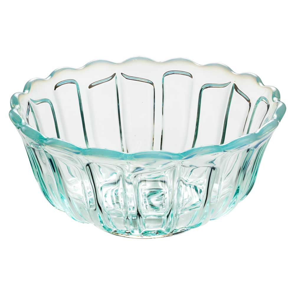 廣田硝子 雪の花 洗鉢 ブルー アンティークなスタイルの厚手ガラス食器