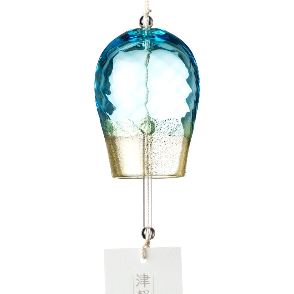 ガラス風鈴 斜め縞模様 青 (F-75365) 津軽びいどろ 青森県の伝統工芸