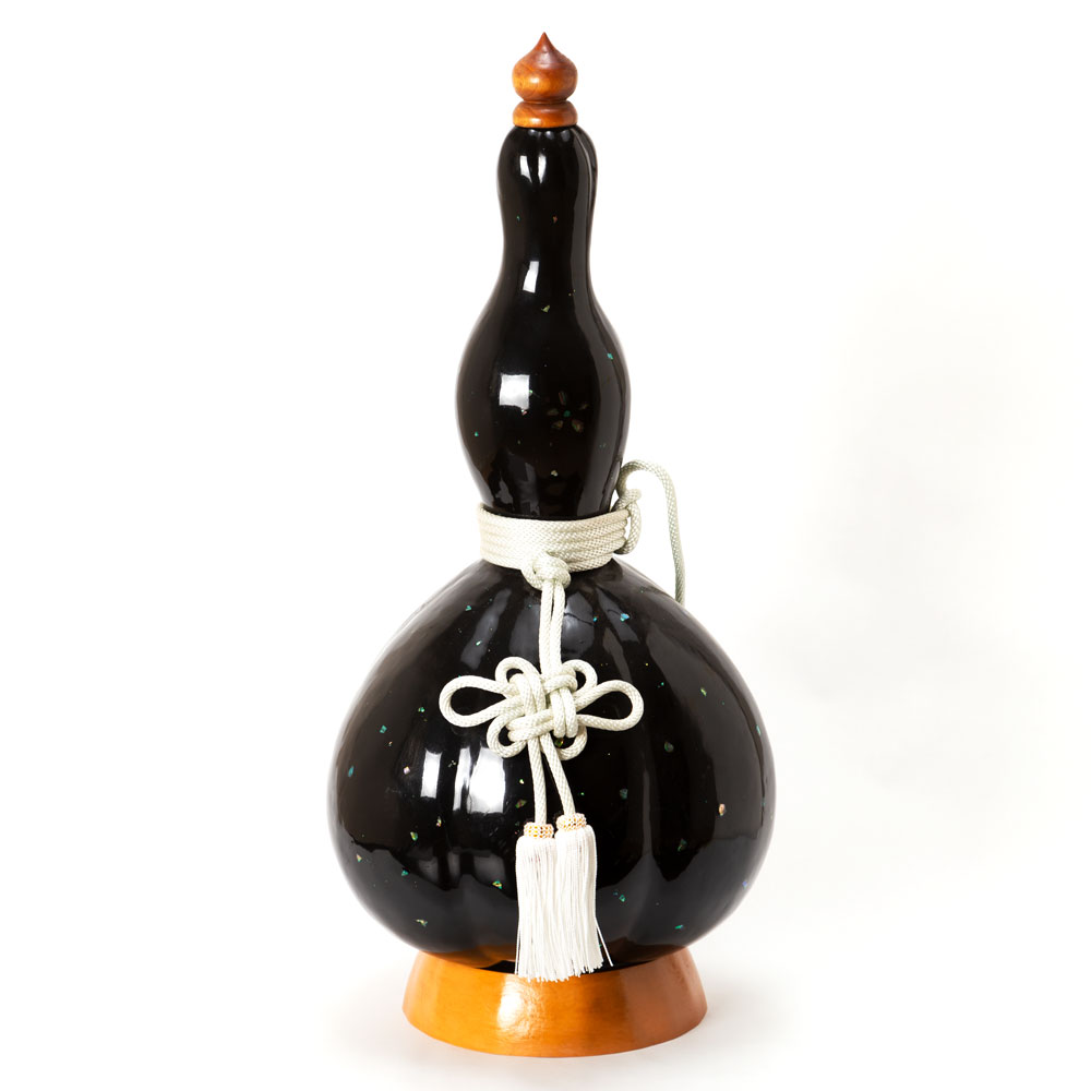 上州瓢箪 ひょうたんの置物019 黒螺鈿 高さ57cm 螺鈿加工仕上げ 群馬県