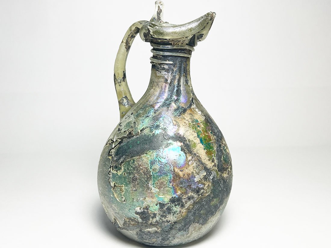 DT363 古代ローマングラス 銀化 小瓶 シリア 2個 発掘品 DT363 古代