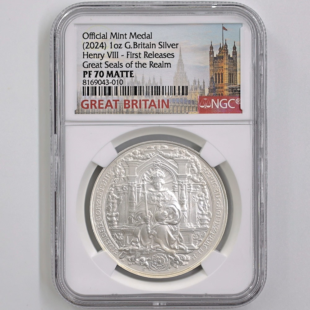 2024 英国 ヘンリー8世 王国の大印章 銀メダル 1オンス 艶消しプルーフ