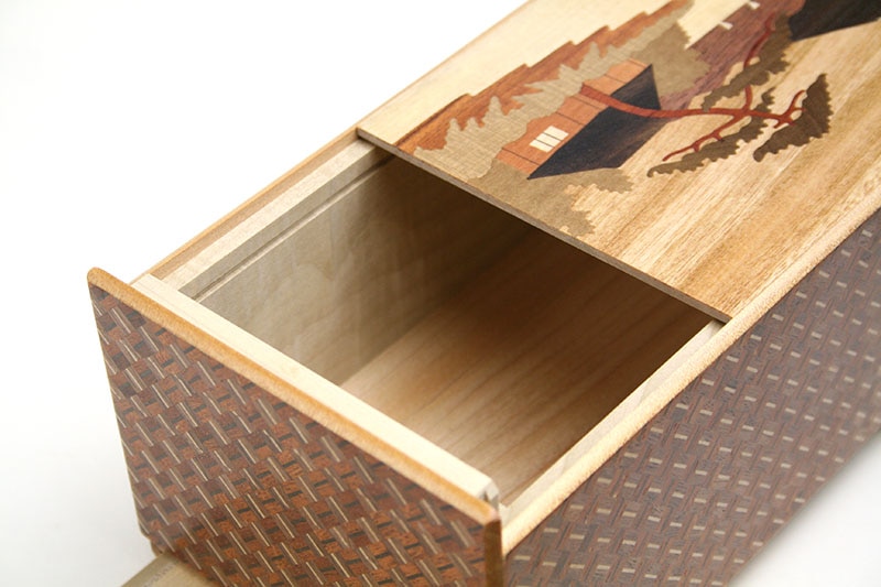 秘密箱14回仕掛け 二重底 山水 | 秘密箱 | 寄木細工専門店 箱根丸山物産