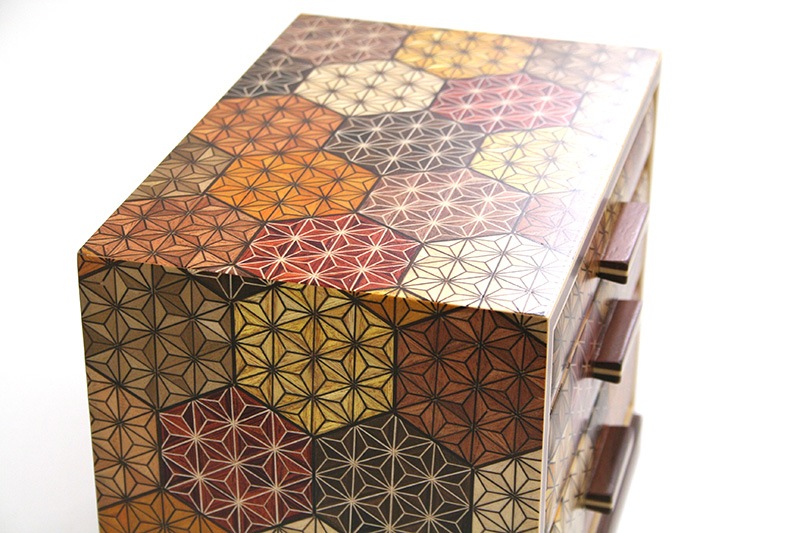 7寸三ッ引き出し（亀甲） | 小引き出し | 寄木細工専門店 箱根丸山物産