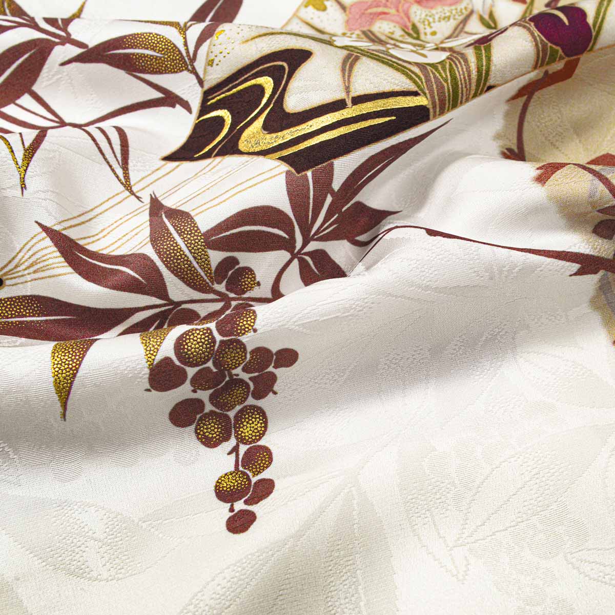 Coffret 白 扇面市松模様（【振袖・袋帯・長襦袢のセット商品です