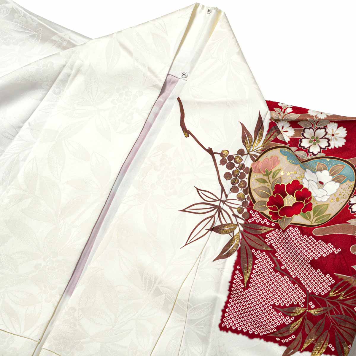 Coffret 白 扇面市松模様（【振袖・袋帯・長襦袢のセット商品です