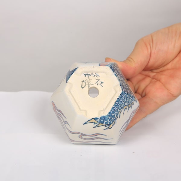 祥石 六角 白 盆栽鉢 祥石 六角 白 盆栽鉢