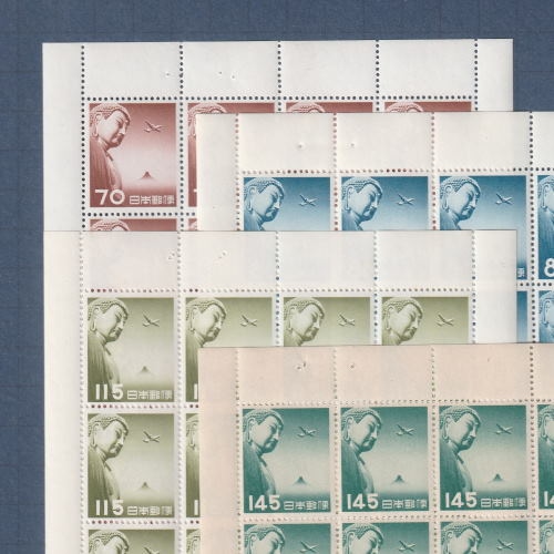 使用済切手】航空切手 大仏航空115円 シート 昭和33年 1953年 使用済