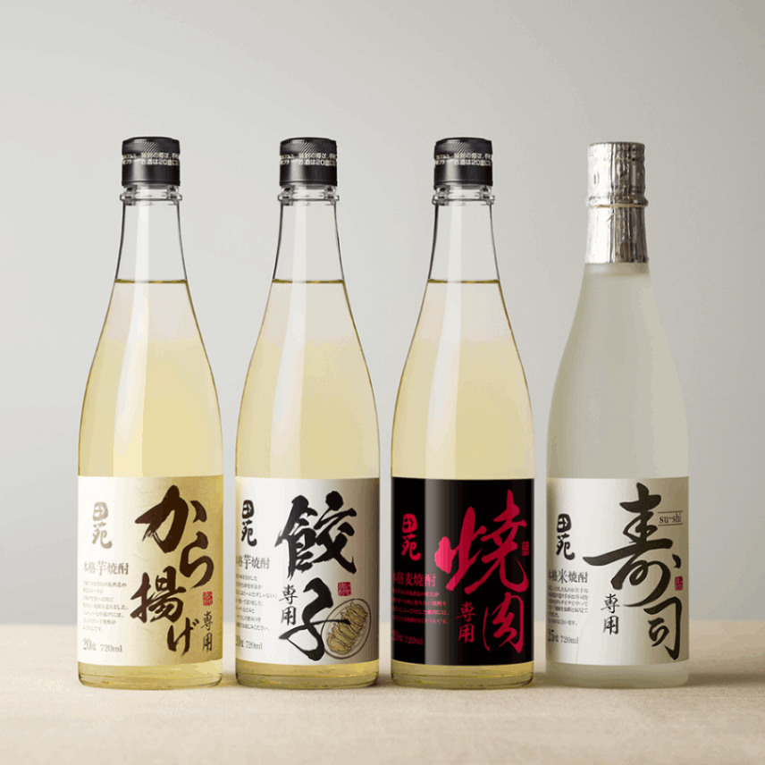 新発売 送料無料 】田苑 グルメ専用焼酎（透明瓶） 4本セット〈焼酎
