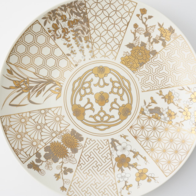 古伊万里 金襴手 岩に花の図 4寸皿 5枚 D467AS-CVt 古伊万里 金襴手