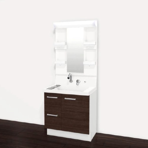 LIXIL 洗面台 ピアラ 750幅 引出しタイプ 3面鏡スリムLED照明 高さ