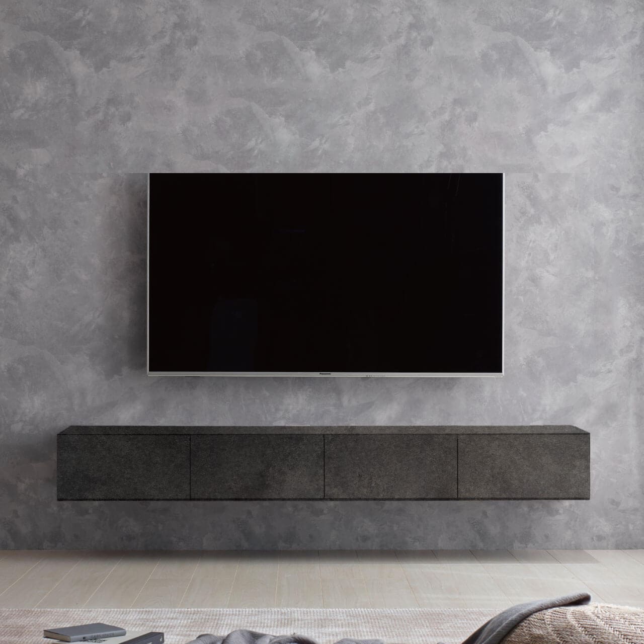 フロートテレビボード 幅150cm 奥行36cm リモコン操作可能 同色仕上げ