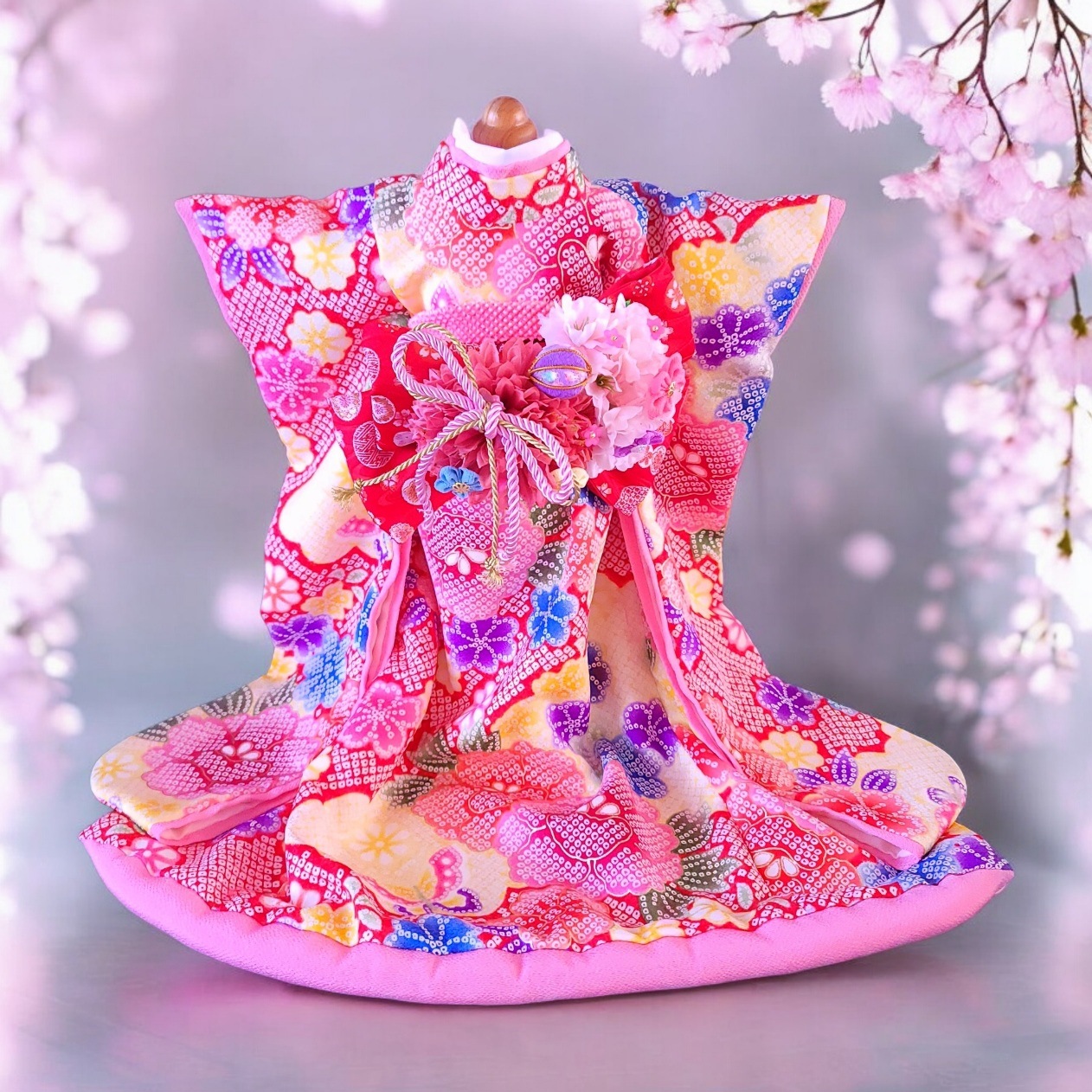 ペットの着物犬服の着物正絹（シルク）花絢大振袖お引きずり | お