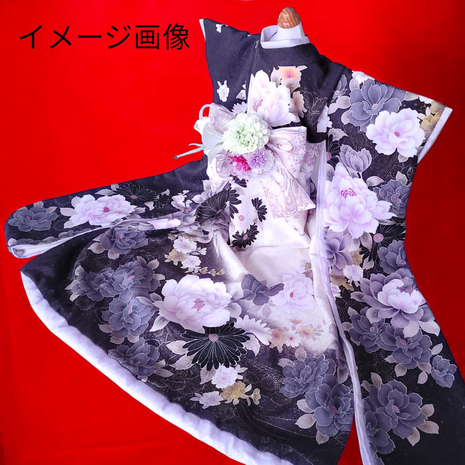 ペット用着物オンリーワンお引きずり大振袖ー花々絞り模様sister | お