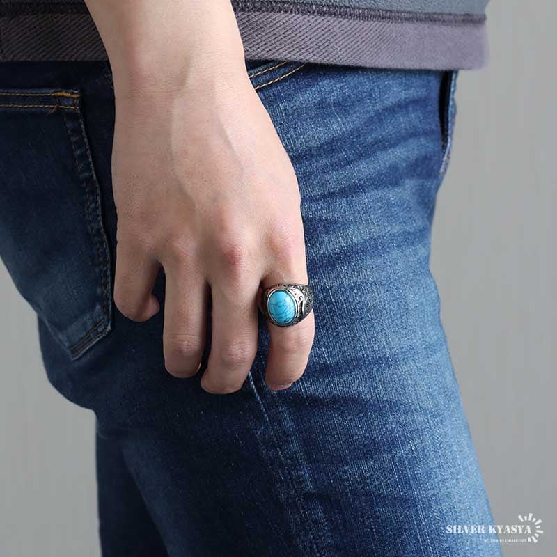 ステンレス ターコイズリング [r159] | リング,ステンレス,その他
