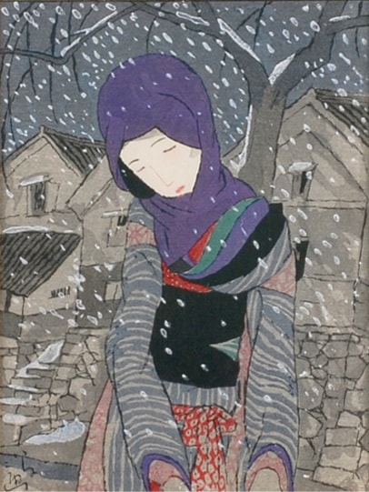 真作 超貴重 竹久 夢二 「 春 」 木版画 25号 大作 1991年作品