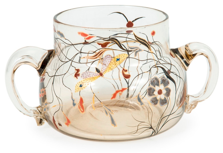 真作証明書付 エミール・ガレ 藤文 花器 多層被せガラス 高さ39.7cm