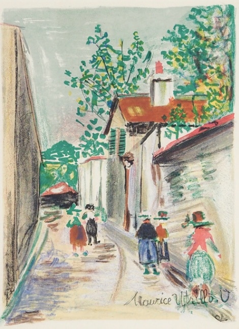 モーリス・ユトリロ モンマルトルベキュ：夕暮れのモンマルトル 雪の