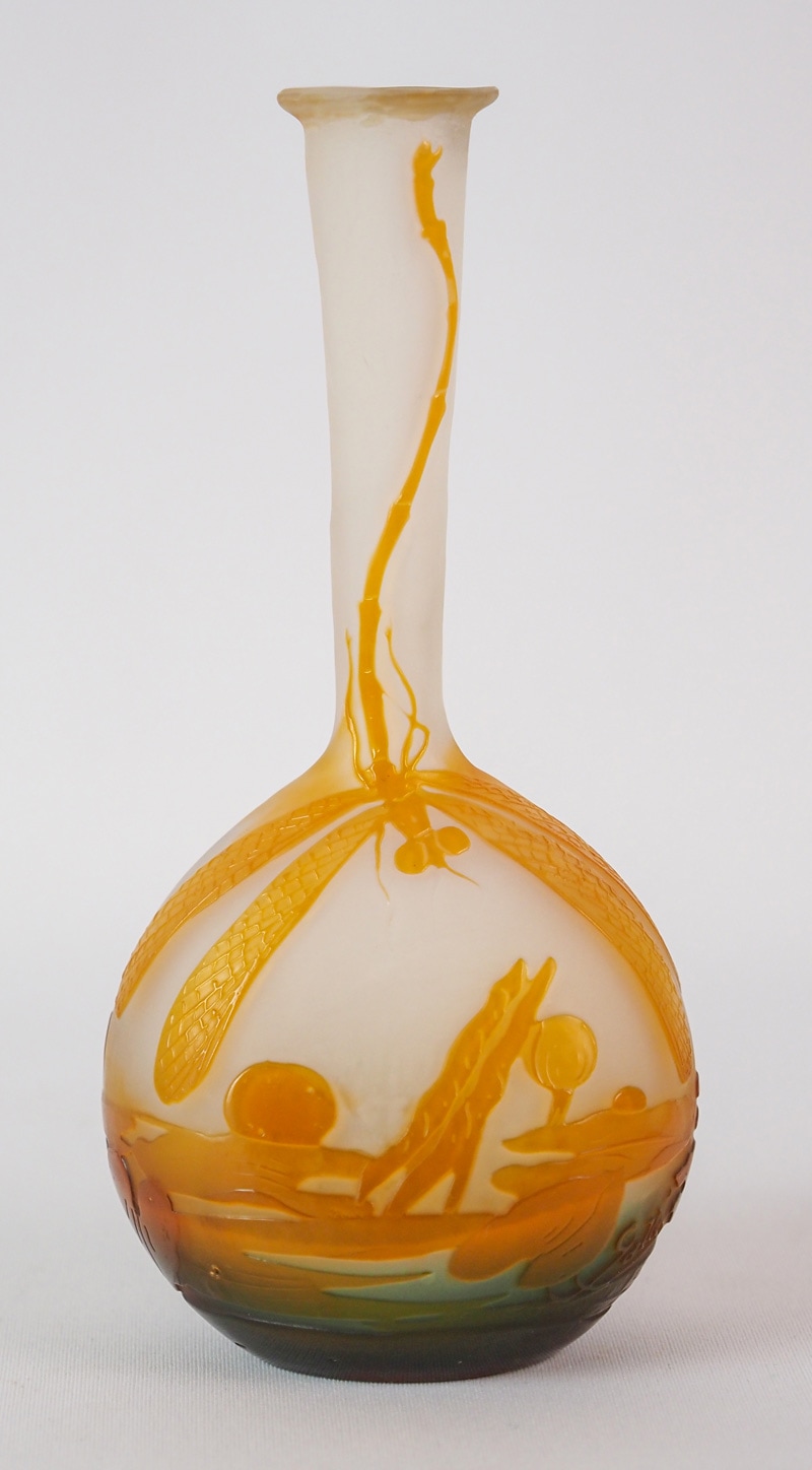 エミールガレ 果実紋 一輪挿し 花瓶 技法スフレ 被せガラス 高さ12cm