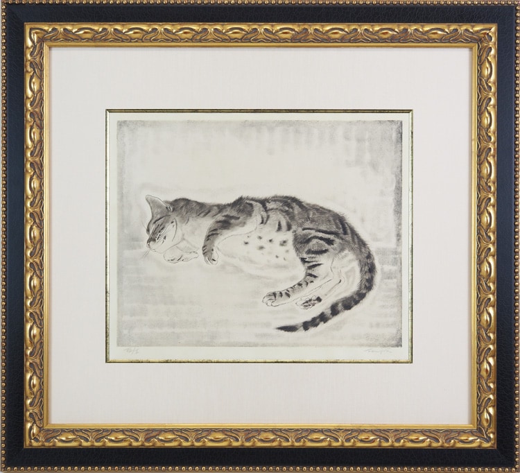 油絵 キッチン眠る猫 【送料無料】 油絵 キッチン眠る猫 【送料無料