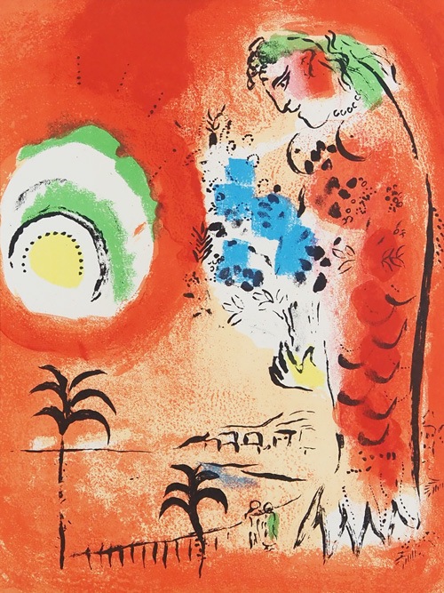 マルク・シャガール リトグラフ 赤い馬と太陽 1979年 サーカス 紙箱付