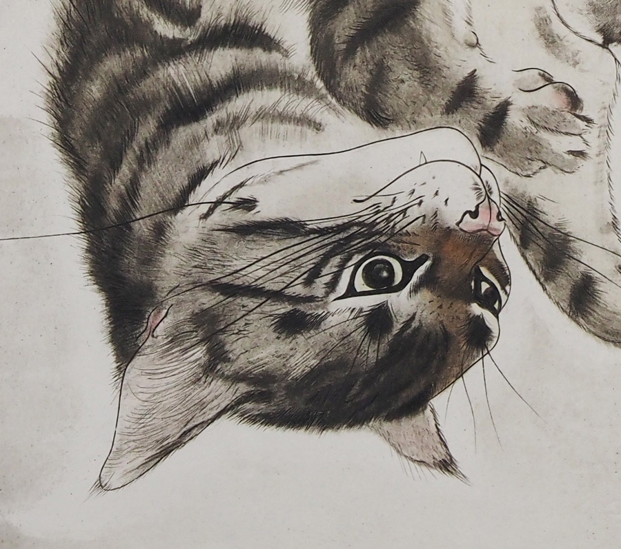 油絵 ボルボに乗る猫の家族 油絵ボルボに乗る猫の家族
