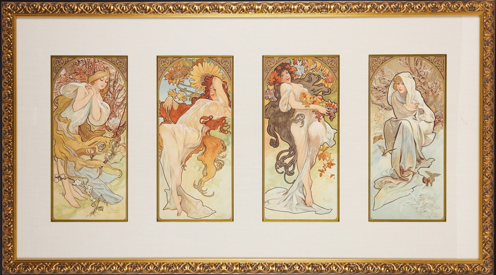 アルフォンス・ミュシャ 「四季」 四点組（4枚1組額装） | | アトリエ