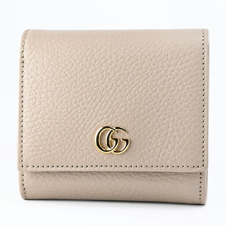 GUCCI 二つ折り財布 ベージュ レザー
