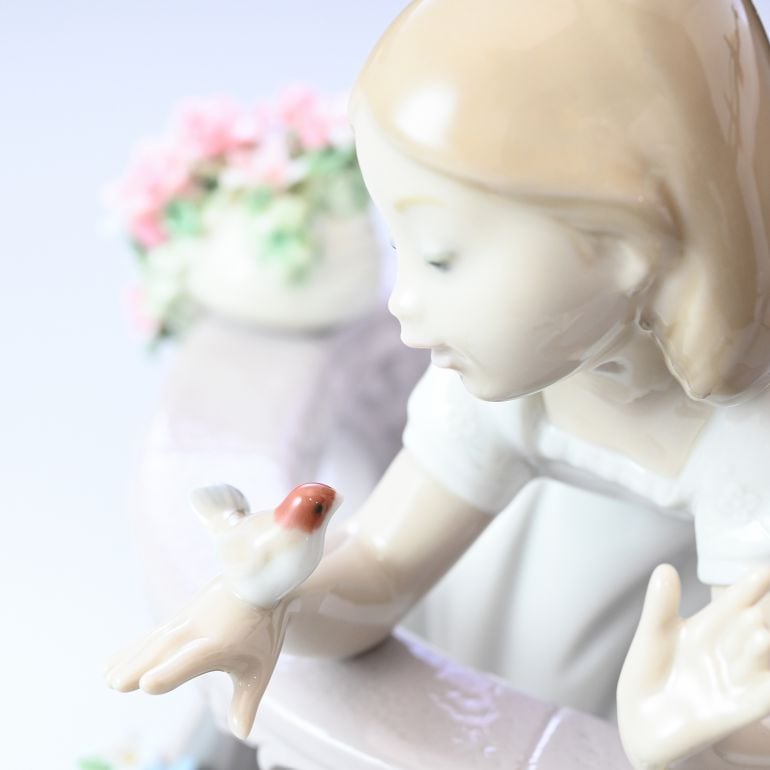 LLADRO リヤドロ 7612 日傘の女性と犬 ベンチ フィギュリン LLADRO