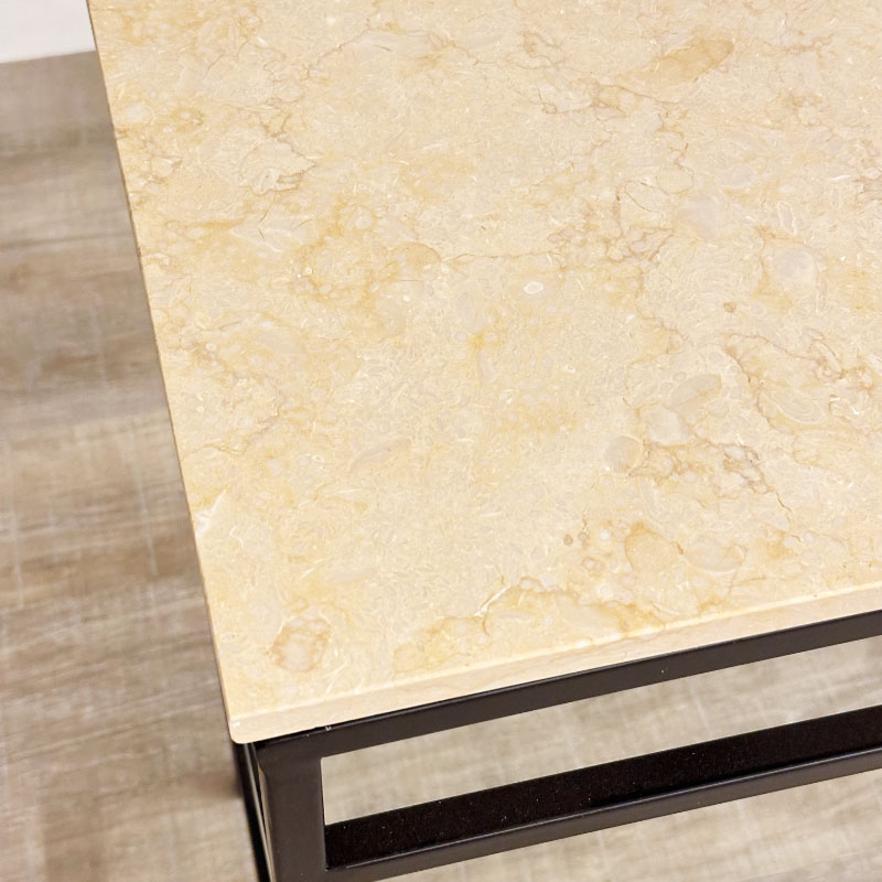 送料無料 サイドテーブル 2段式 ガラス・金属製 大理石 天板大理石