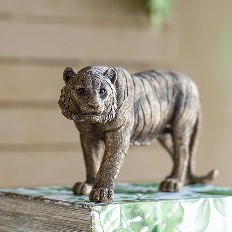 トラ オブジェ アンティークゴールド 置物 横幅29cm | インテリア