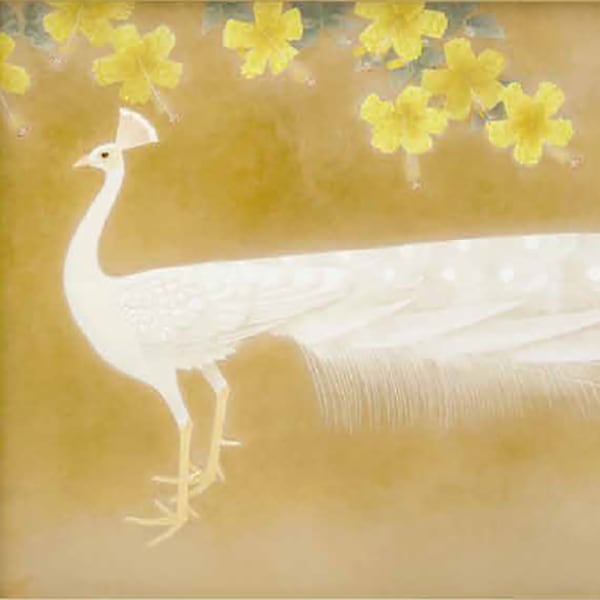 上村淳之 「白孔雀」 彩美版＋シルクスクリーン 作品証明シール有り