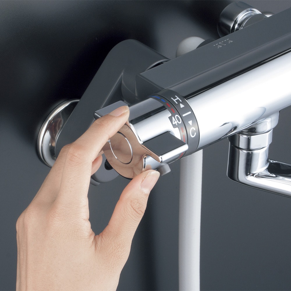 送料無料】KVK 浴室 サーモスタット式シャワー混合栓 楽締めソケット付