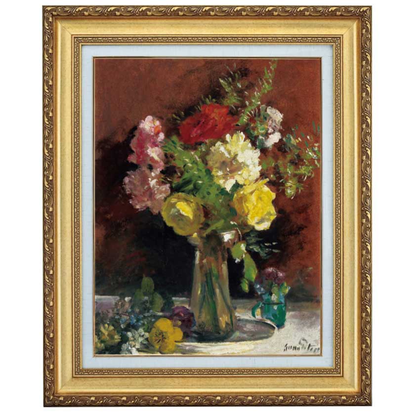 刑部人 花瓶の花 絵画 金色フレーム付き 刑部人 花瓶の花 絵画 金色