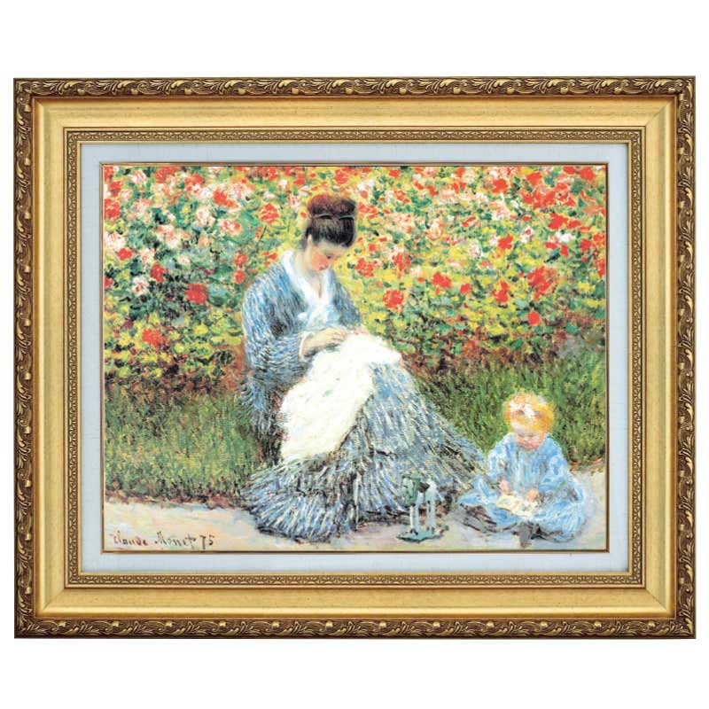 散歩、日傘をさす女性』 モネ 4号 立体複製名画 額装付 【ポイント5