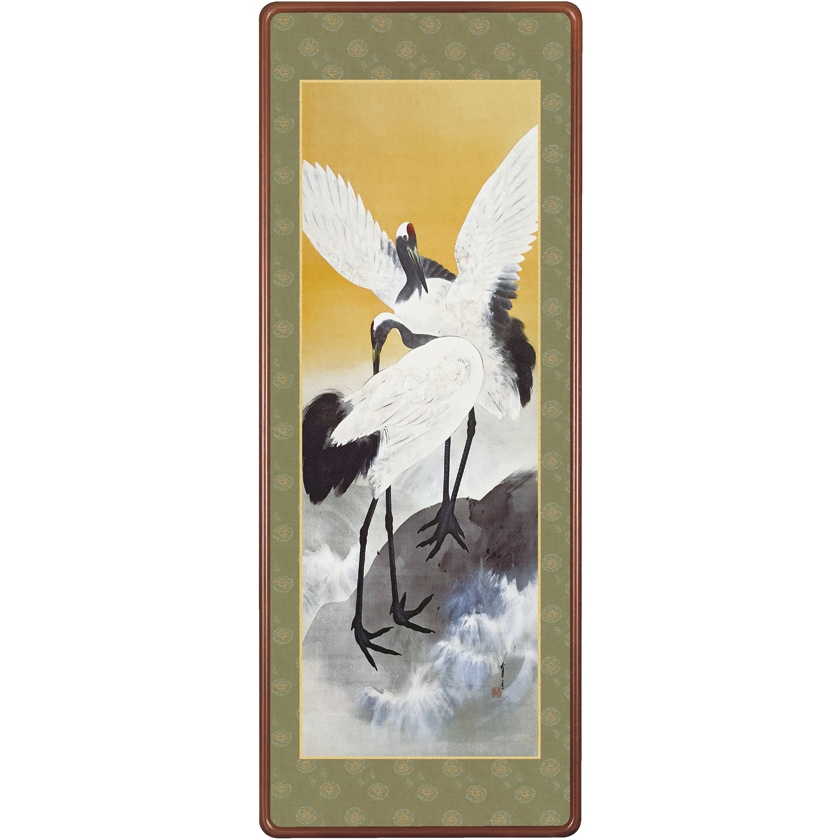 渡辺省亭『十二ケ月花鳥画』12月 枯蓮に鴨 額【ポイント5％還元中