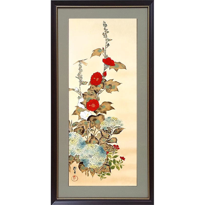 酒井抱一 文詮 】菊冠図（歌人留守模様）紙本軸装 M0605D