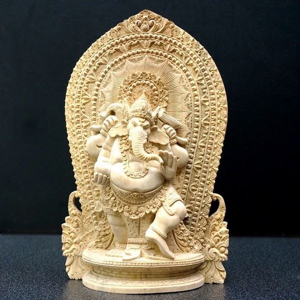 ガネーシャ像／クロコダイルウッド手彫りガネーシャ／アジアン