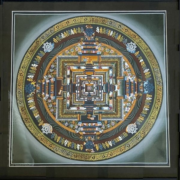 曼荼羅／タンカ額入り／手描きタンカ／時輪タントラ／カーラチャクラ