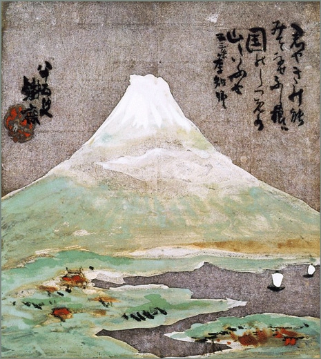 糸島の浜辺（福岡県）風景画 クレパス画原画 水彩画原画 江の島と