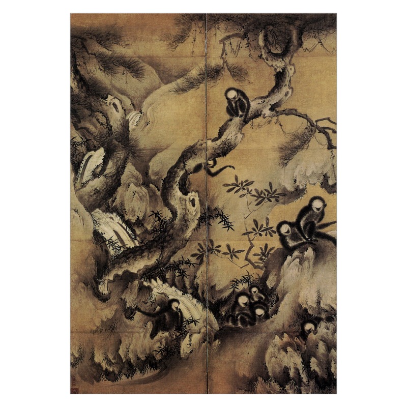 絵はがき〈重文 巌樹遊猿図〉(部分) 式部輝忠 K-016京都便利堂