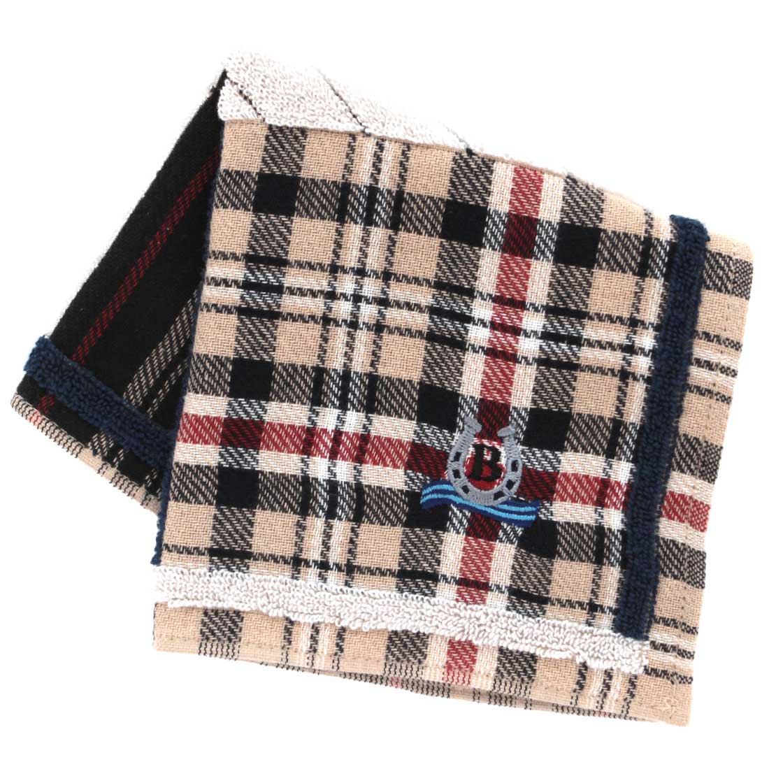 ブルックス ブラザーズ 表ガーゼ・裏タオルハンカチ 干支 蹄鉄刺繍