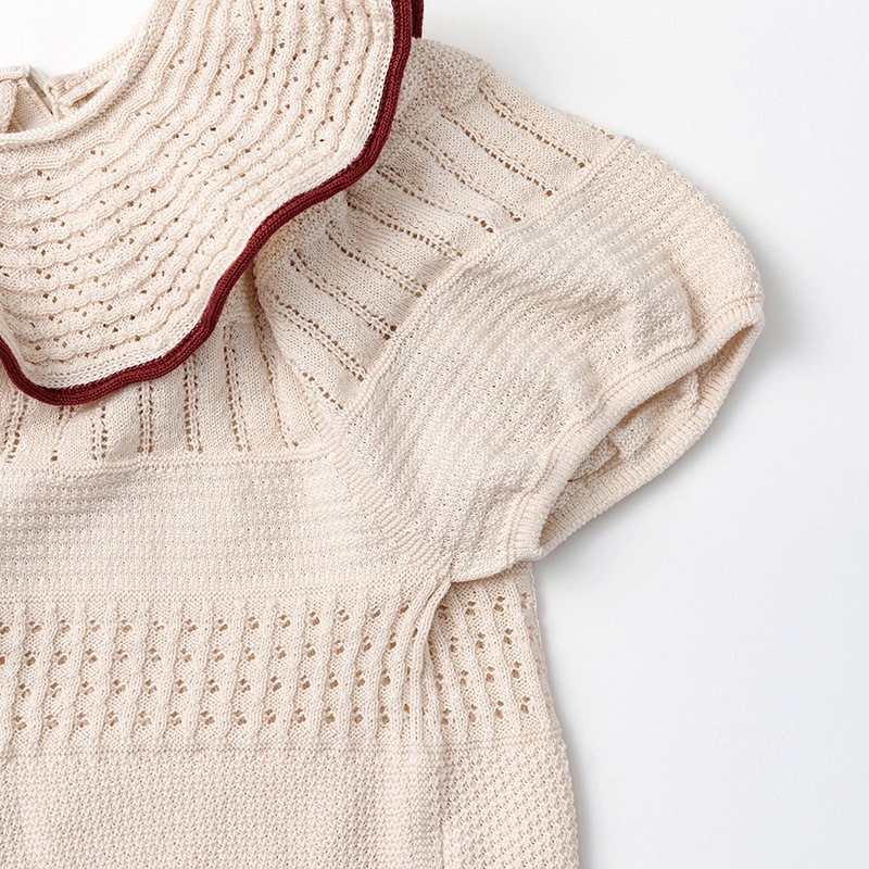 MARLMARL ニットフリルブラウス (80-90cm) / ベニ ｜ ブリベビ