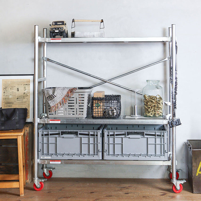 ポストジェネラル 足場什器風3段ラック スカフォールド ライク