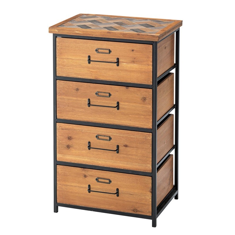 4段】天然木製チェスト 2種類 ヘリンボーン柄｜ベッド・マットレス